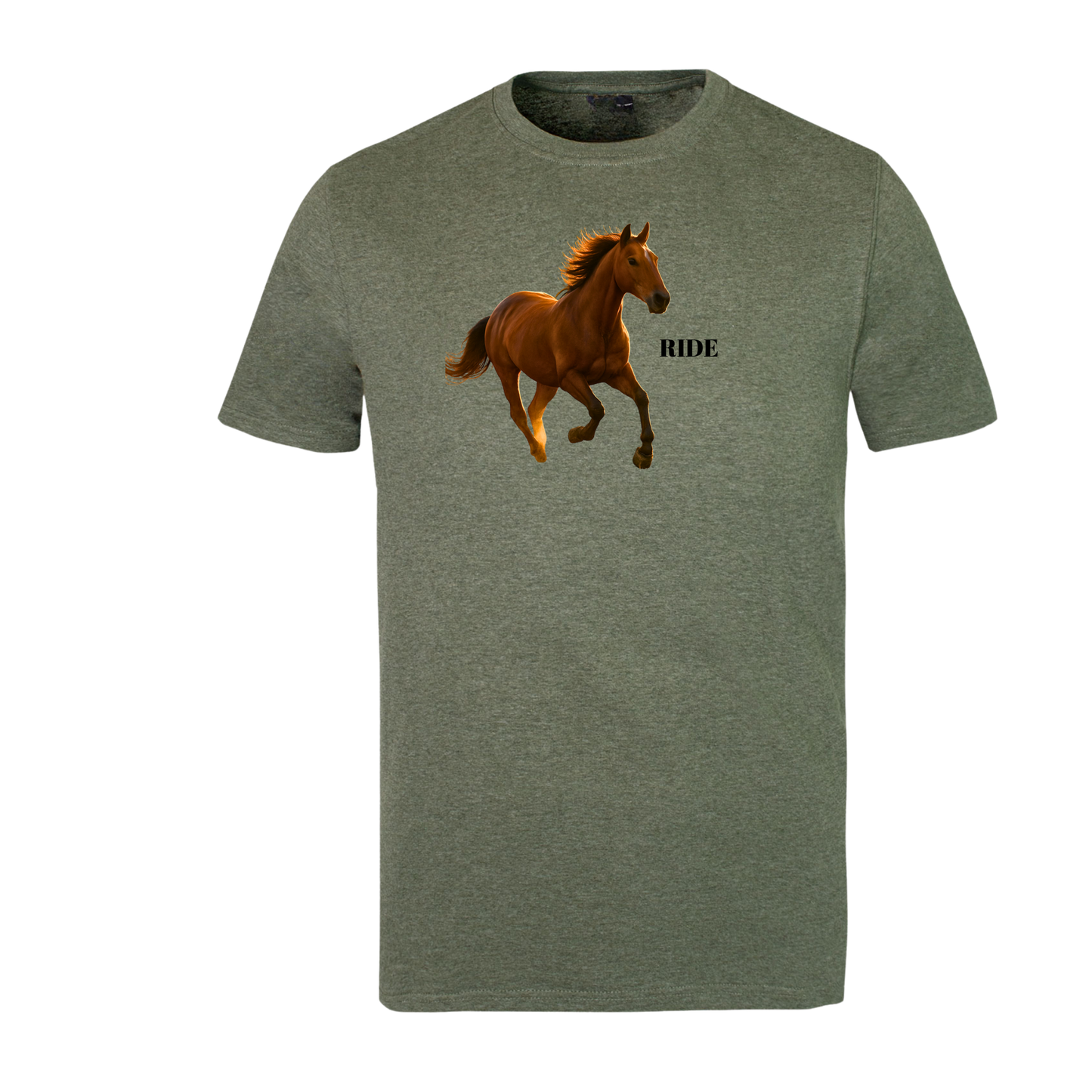 RIDE Brown horse T-Hemp vir Mans en Dames