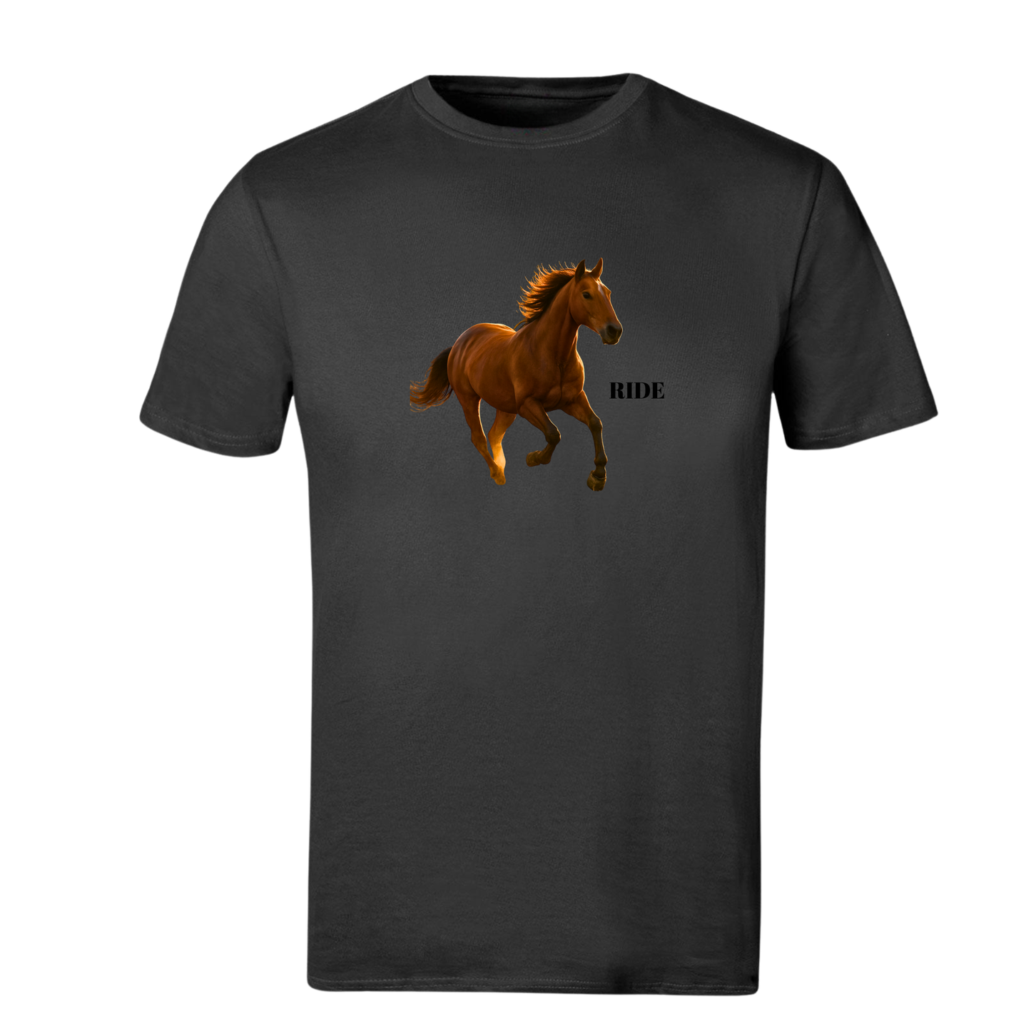 RIDE Brown horse T-Hemp vir Mans en Dames